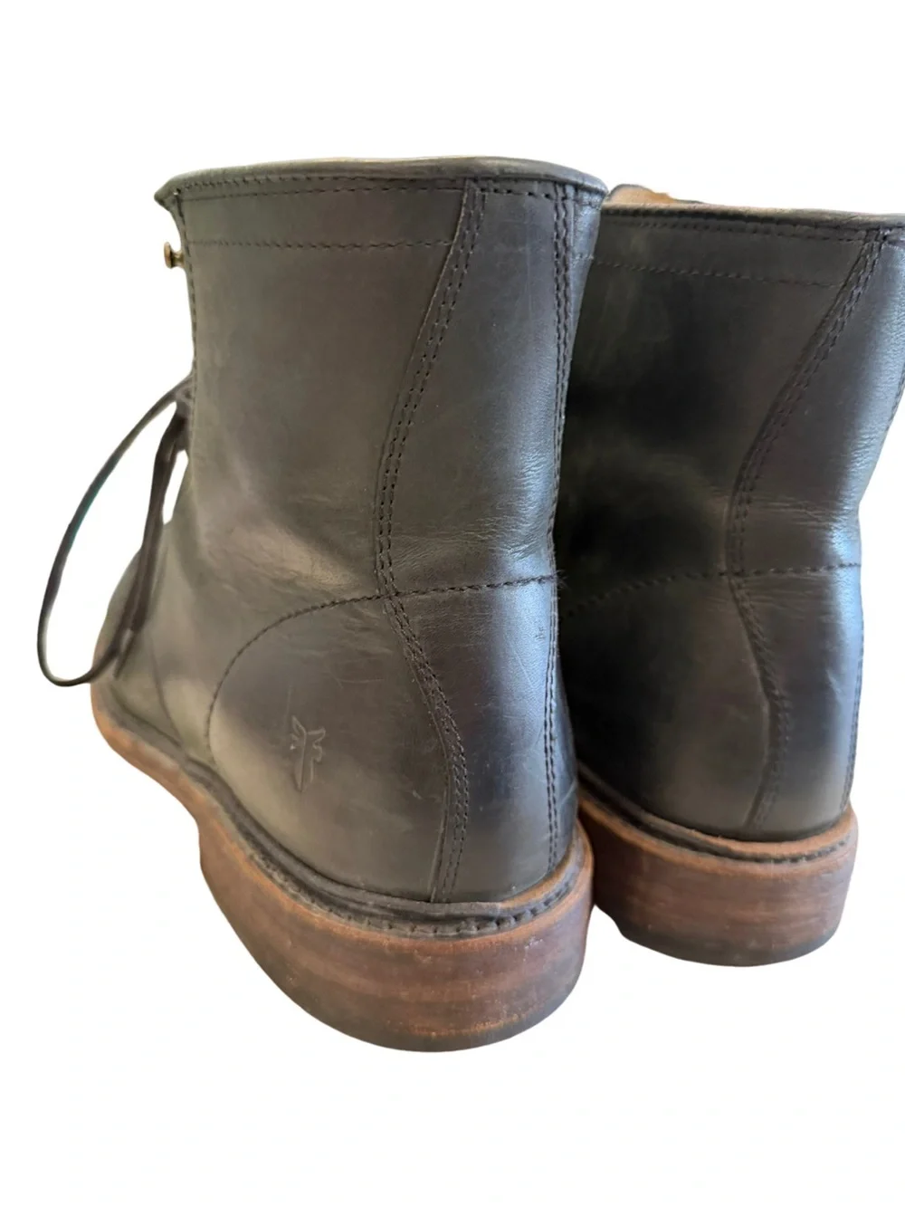 Frye James Lace Up Mens Black Leather Lace Up Casual Dress Boots Size 9.5 D